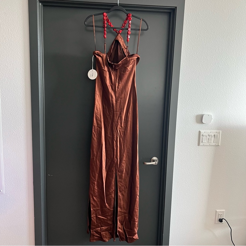Staud cadence silk maxi dress in Clove brown size US 10 NEW! New with tags! - Picture 9 of 13